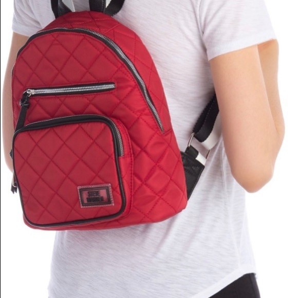 Steve Madden Bags Steve Madden Red Nylon Quilted Small Backpack Poshmark